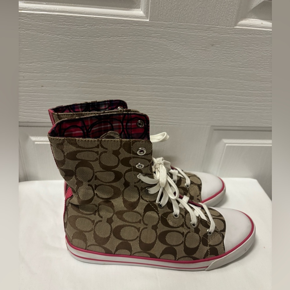 Coach Women Ankle Sneakers Signature Pattern Shoes Size 10 - Picture 9 of 16